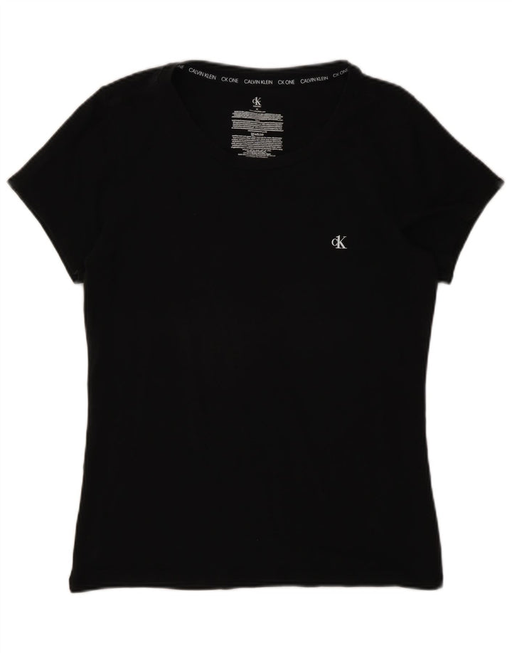 Calvin Klein Camiseta Feminina Top UK 12 Médio Algodão Preto