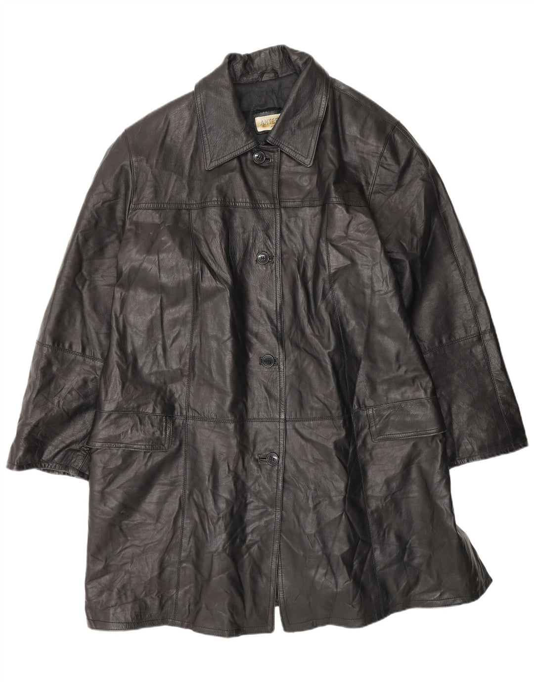 Casaco feminino de couro grande ANTEPRIMA IT 52 2XL preto