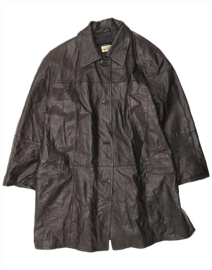 Casaco feminino de couro grande ANTEPRIMA IT 52 2XL preto