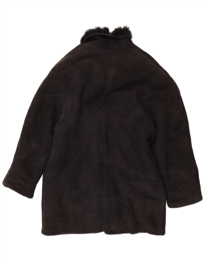 Casaco feminino VINTAGE de shearling IT 42 Shearling preto médio