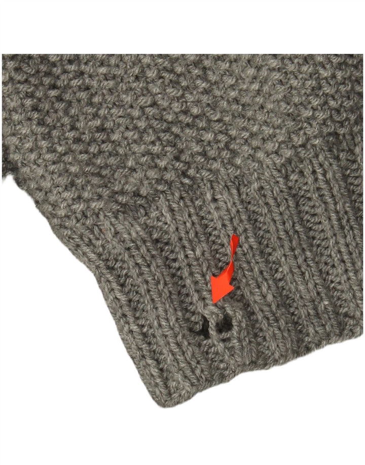 Suéter feminino VINTAGE com gola alta e gola alta Reino Unido 22 3XL cinza