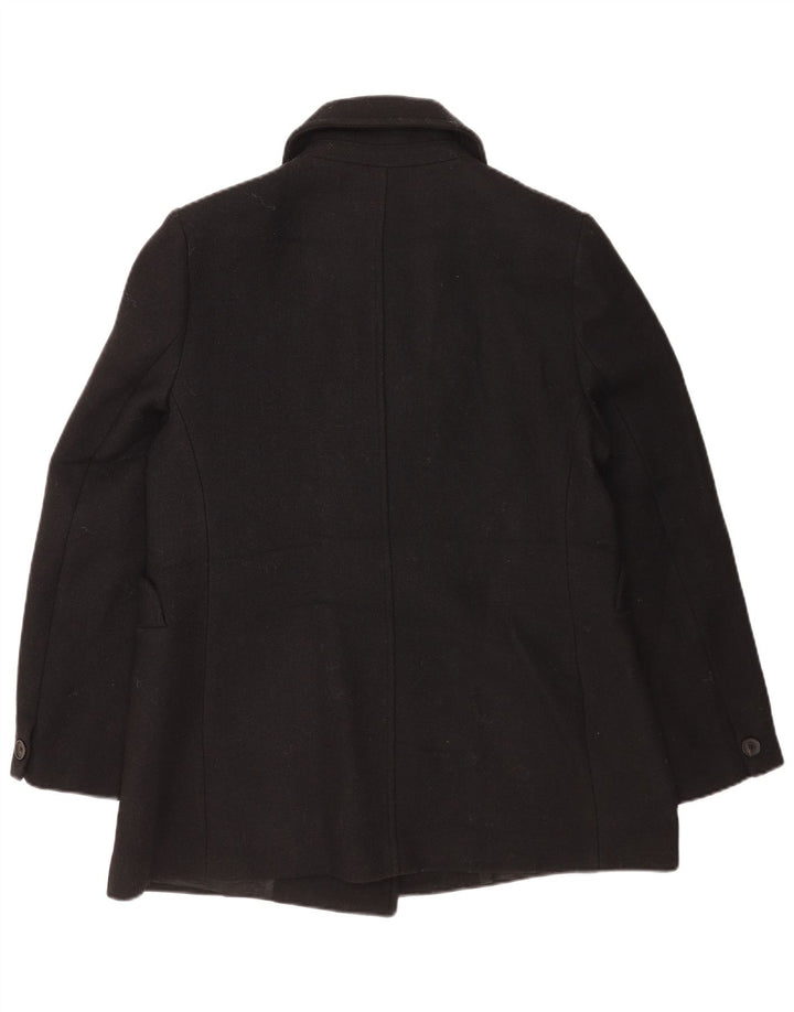 Casaco feminino Zara Pea Coat UK 18 XL lã preta