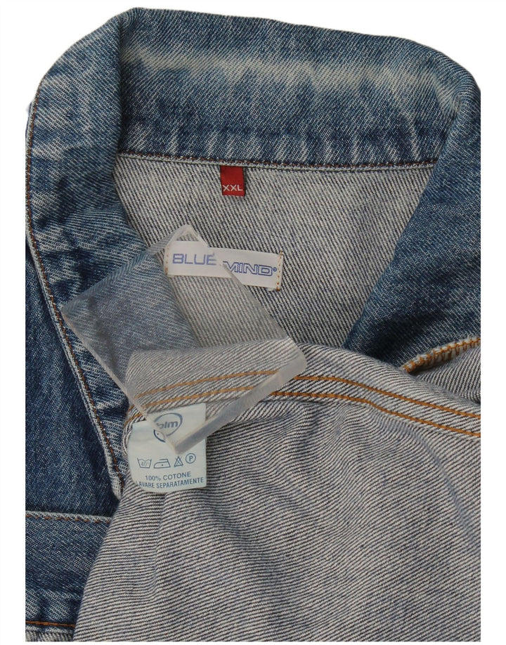 Jaqueta jeans masculina vintage UK 44 2XL algodão azul