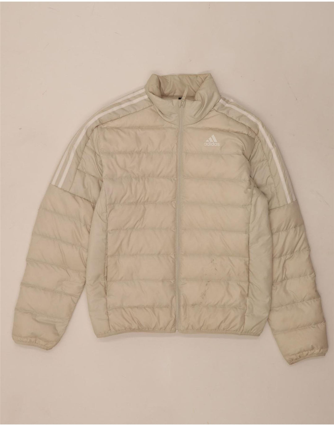 Jaqueta acolchoada masculina Adidas UK 38 poliéster bege médio