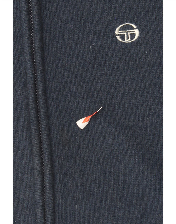 Suéter cardigã feminino sem mangas Sergio Tacchini Reino Unido 12 médio azul marinho