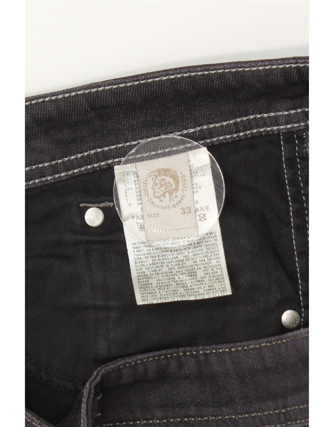 DIESEL Jeans retos masculinos W33 L30 algodão cinza