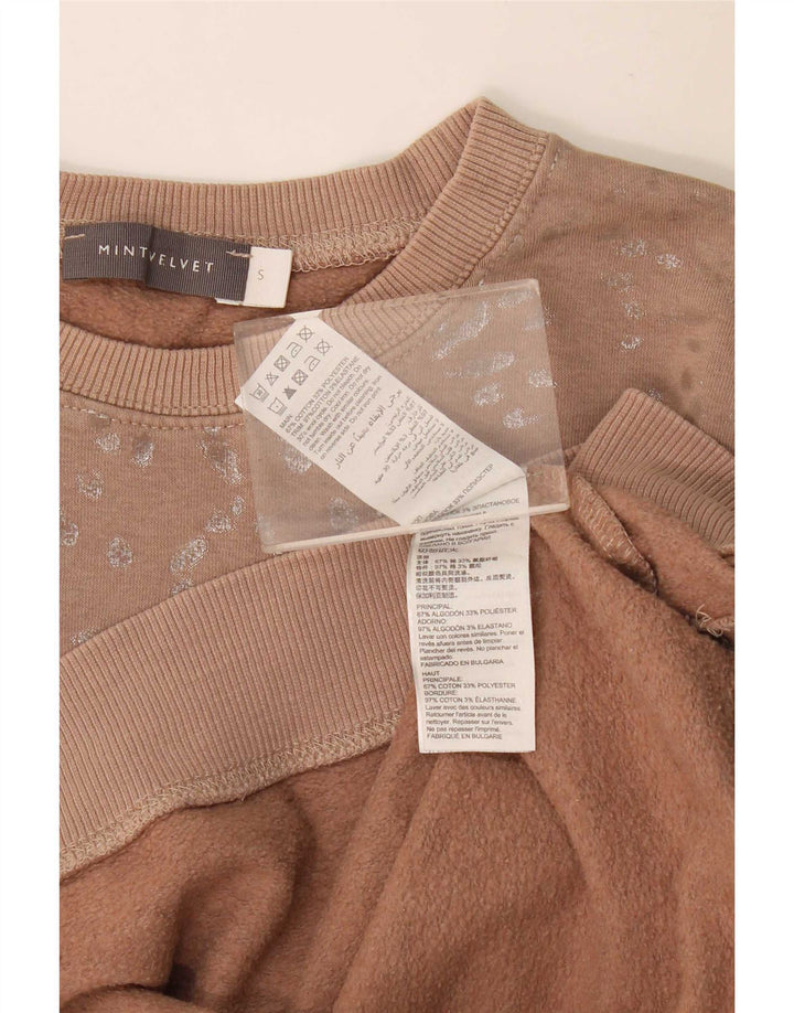 Suéter feminino com estampa abstrata MINT VELVET Reino Unido 10 pequeno bege