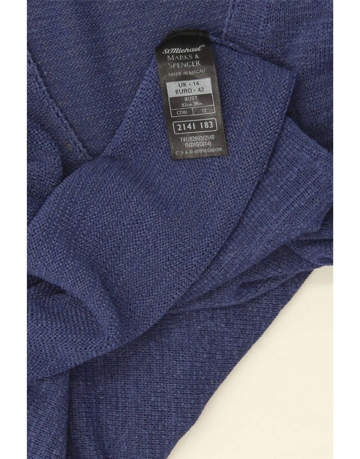 Suéter cardigã feminino Marks & Spencer Reino Unido 14 grande azul marinho