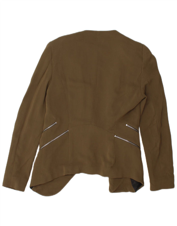 ZARA Womens Open Blazer Jacket UK 10 Pequeno Caqui