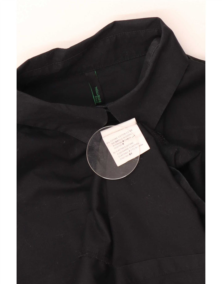Camisa feminina Benetton UK 12 médio algodão preto