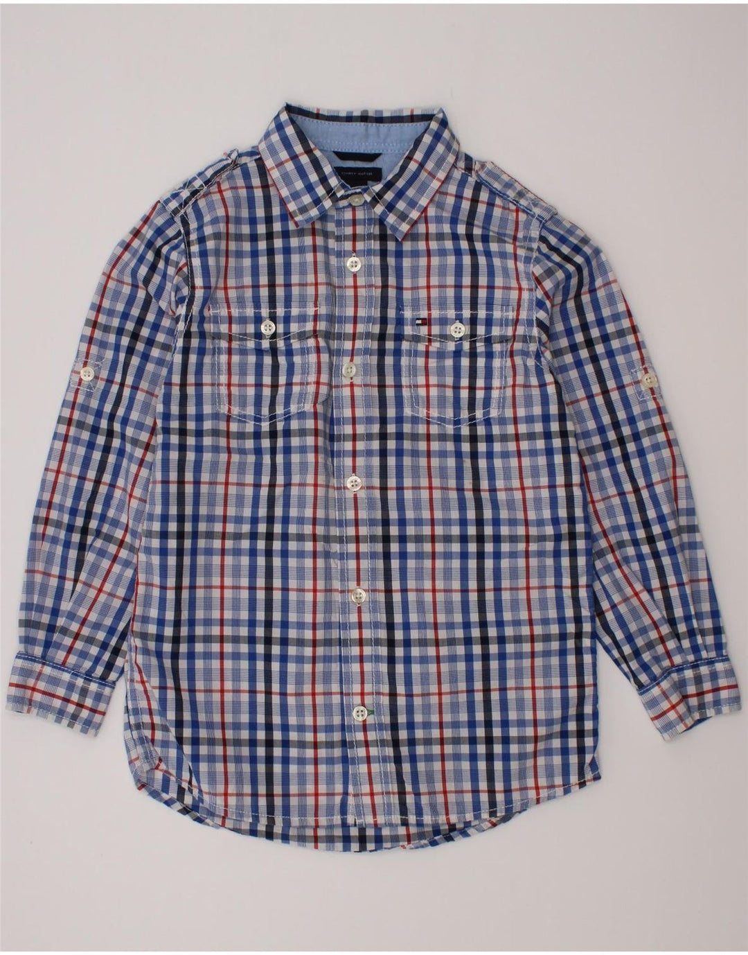 Camisa masculina Tommy Hilfiger 5-6 anos algodão xadrez azul
