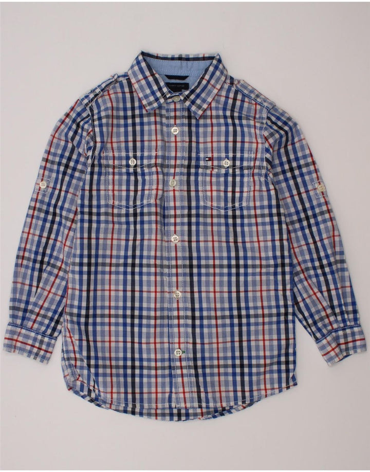 Camisa masculina Tommy Hilfiger 5-6 anos algodão xadrez azul