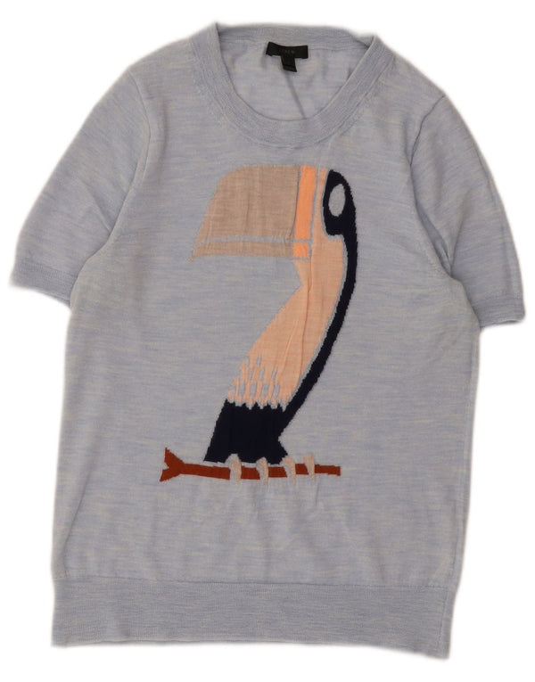 J. Crew Suéter feminino com gola canoa Reino Unido 14 grande novidade azul