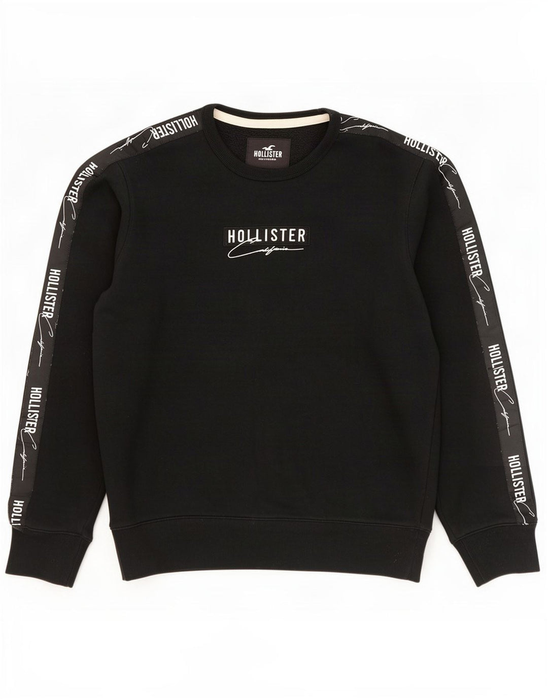 Hollister Mens Graphic Moletom Jumper Médio Preto