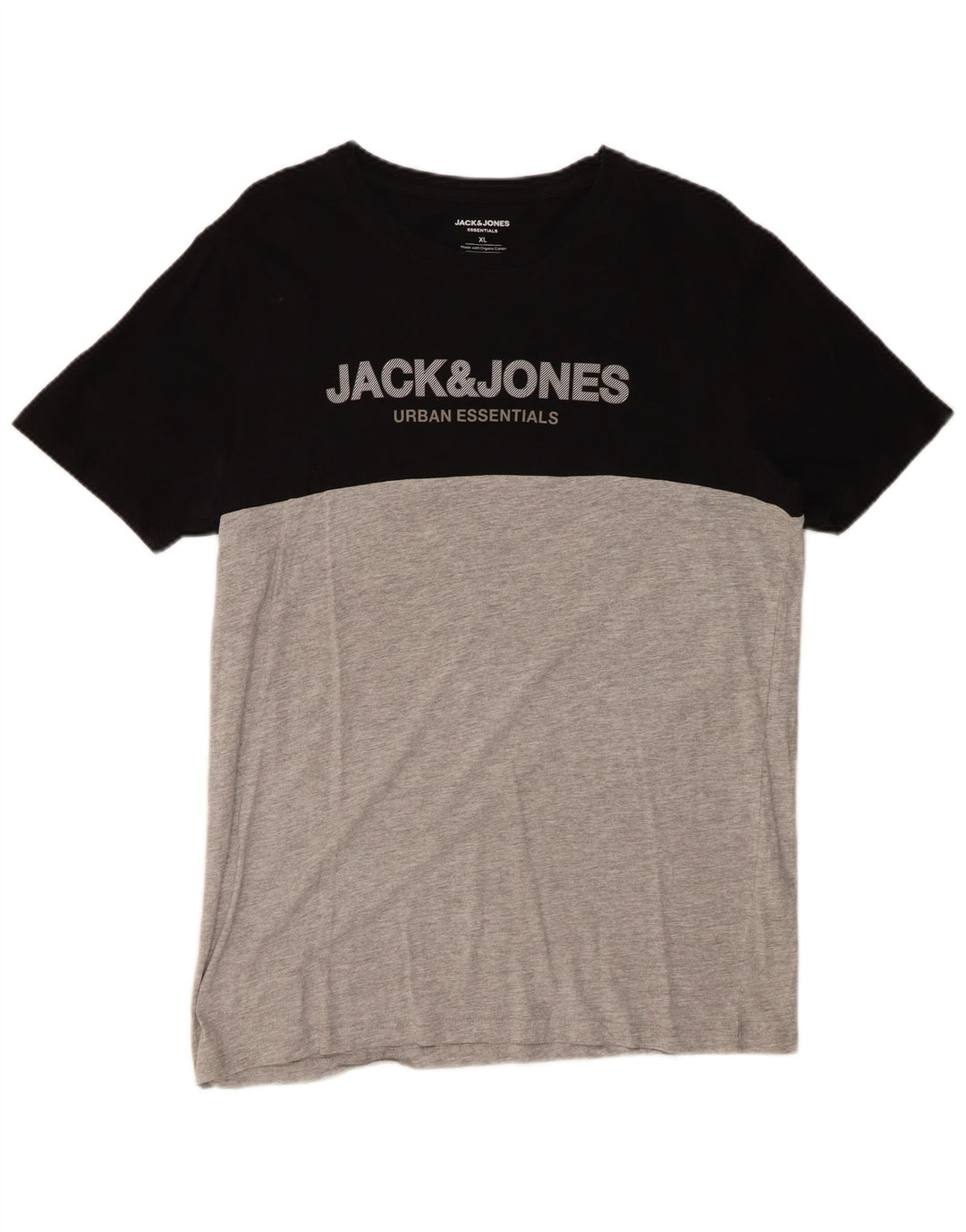 JACK & JONES Camiseta masculina gráfica Top XL preto colorblock algodão