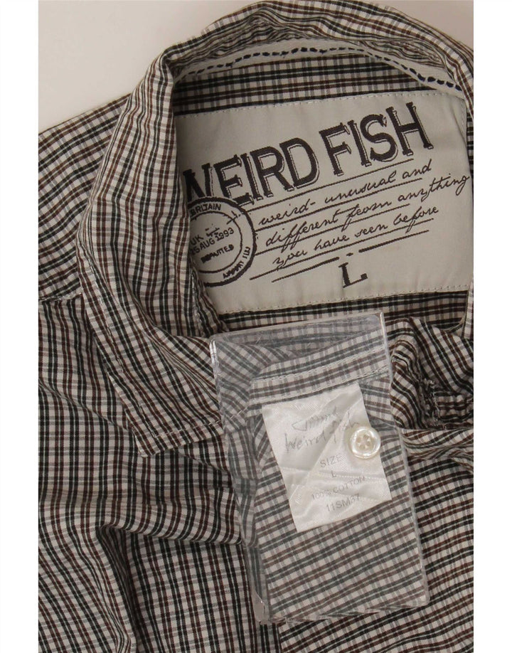 Camisa masculina Weird Fish grande algodão guingão multicolorido