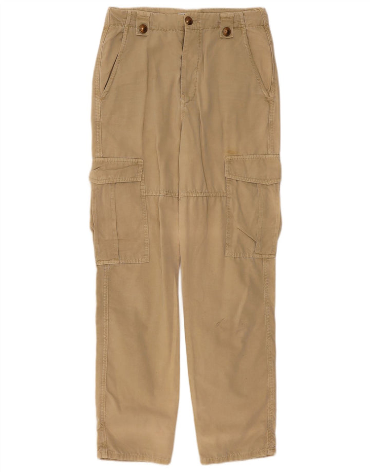 Calça cargo reta feminina Zara pequena W27 L30 bege