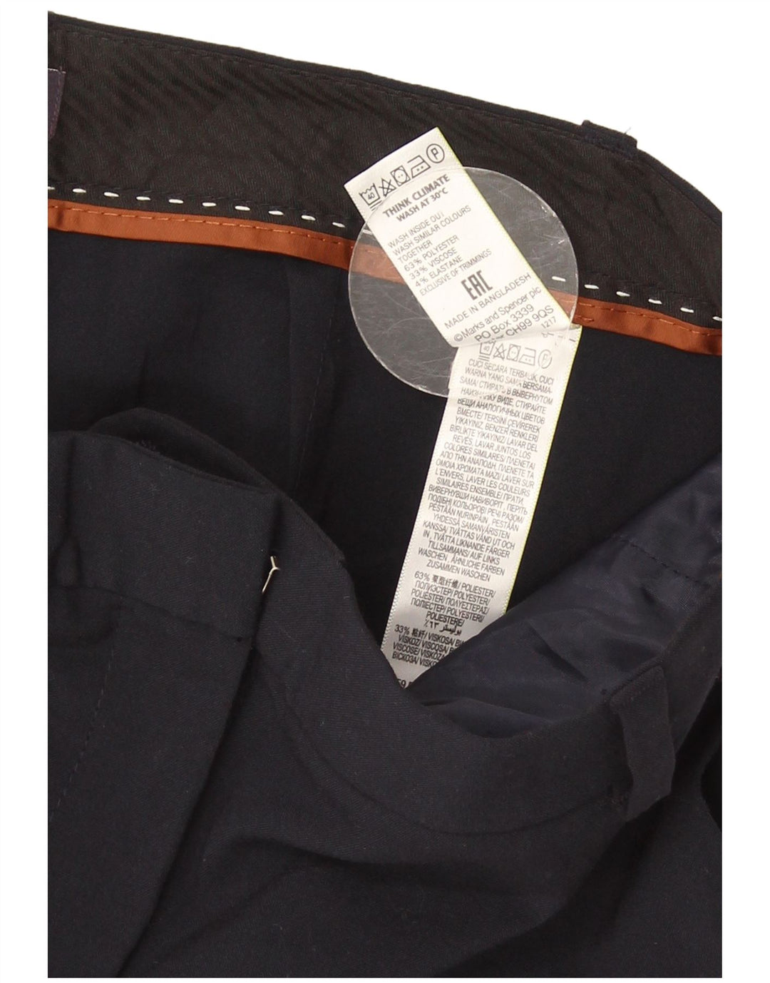 Calça Chino Feminina Marks & Spencer Reino Unido 12 Médio W32 L29 Azul Marinho