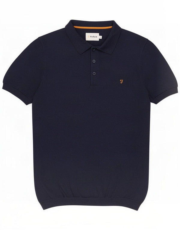 Farah Suéter masculino de manga curta com gola polo e poliamida azul marinho médio