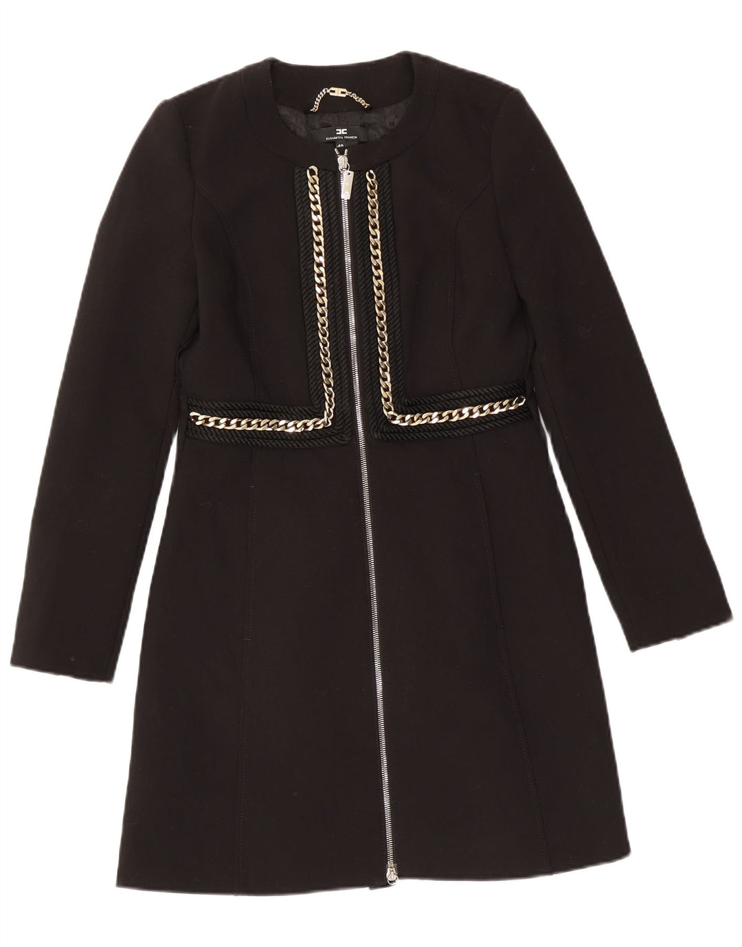 Sobretudo feminino Elisabetta Franchi IT 40 pequeno poliéster preto