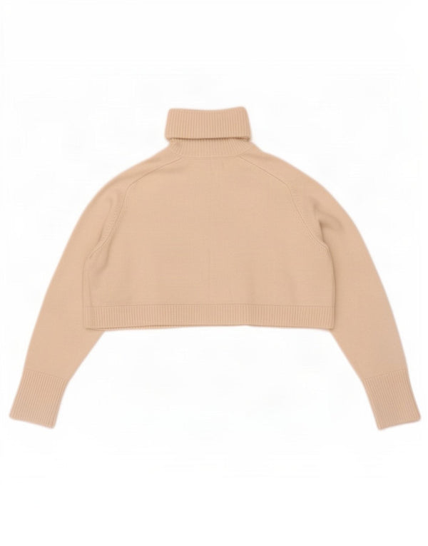 Zara Suéter feminino cropped oversized com gola redonda Reino Unido 10 pequeno off white