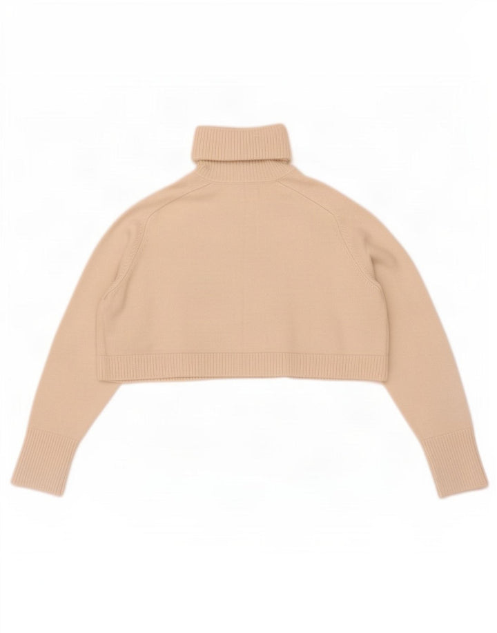 Zara Suéter feminino cropped oversized com gola redonda Reino Unido 10 pequeno off white