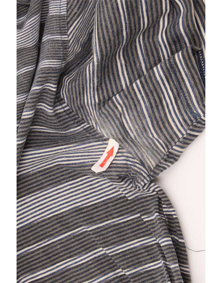 Camisa polo masculina Paul Smith de algodão listrado cinza médio