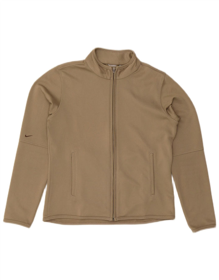 Nike Womens Dri Fit Tracksuit Top Jacket EUA 8/10 Médio Bege