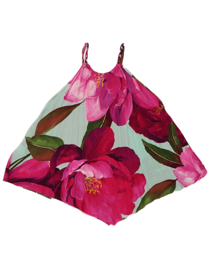 DESIGUAL Top feminino assimétrico frente única UK 14 médio floral multicolorido