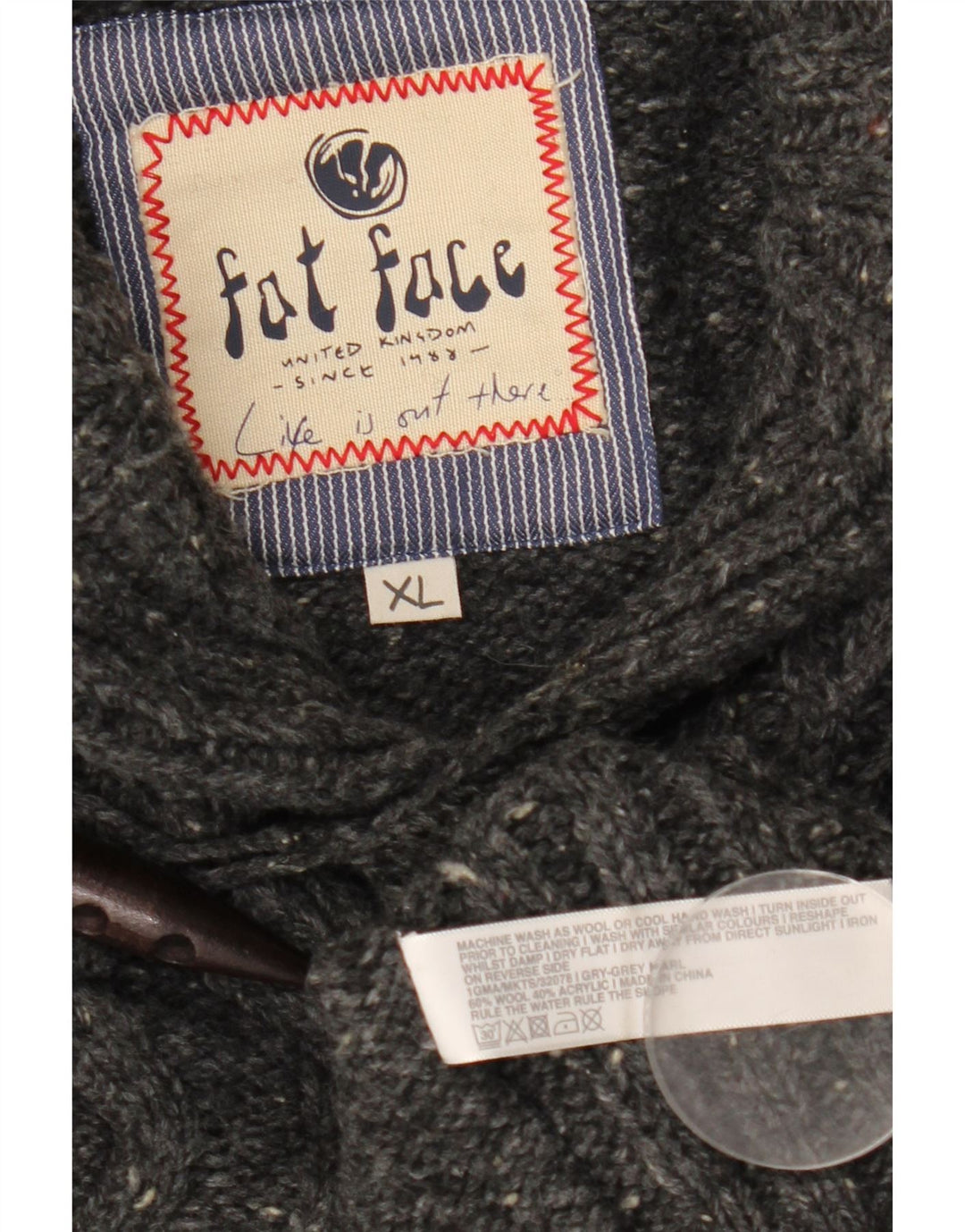 Suéter masculino Fat Face com gola xale e lã manchada cinza XL