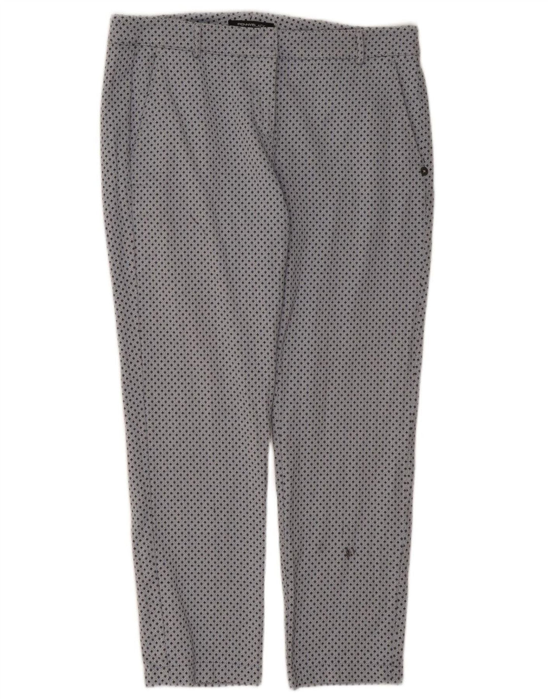 Calça feminina cortada slim PENNY BLACK W32 L26 cinza geométrica