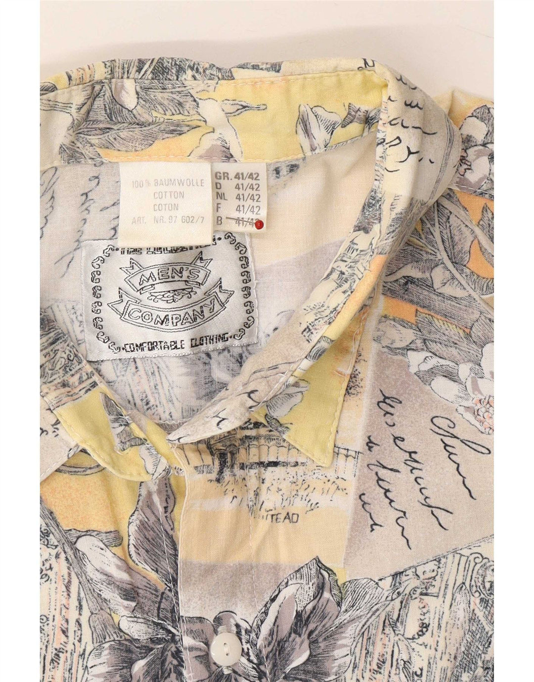 Camisa masculina com estampa abstrata vintage tamanho 41/42 grande multicolorida
