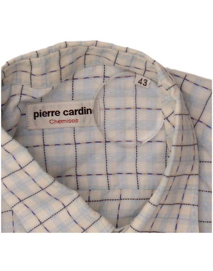 Camisa masculina de manga curta Pierre Cardin tamanho 43 xadrez azul grande
