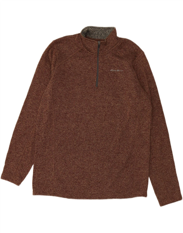 EDDIE BAUER Mens Tall Zip Neck Sweatshirt Jumper XL Brown Flecked Vintage Eddie Bauer and Second-Hand Eddie Bauer from Messina Hembry 