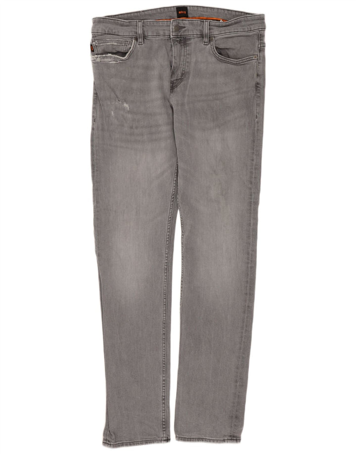 Hugo Boss Masculino Delaware Slim Jeans W34 L34 Cinza Algodão