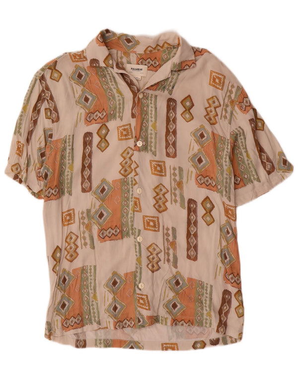 Camisa masculina de manga curta Pull & Bear XS bege geométrica