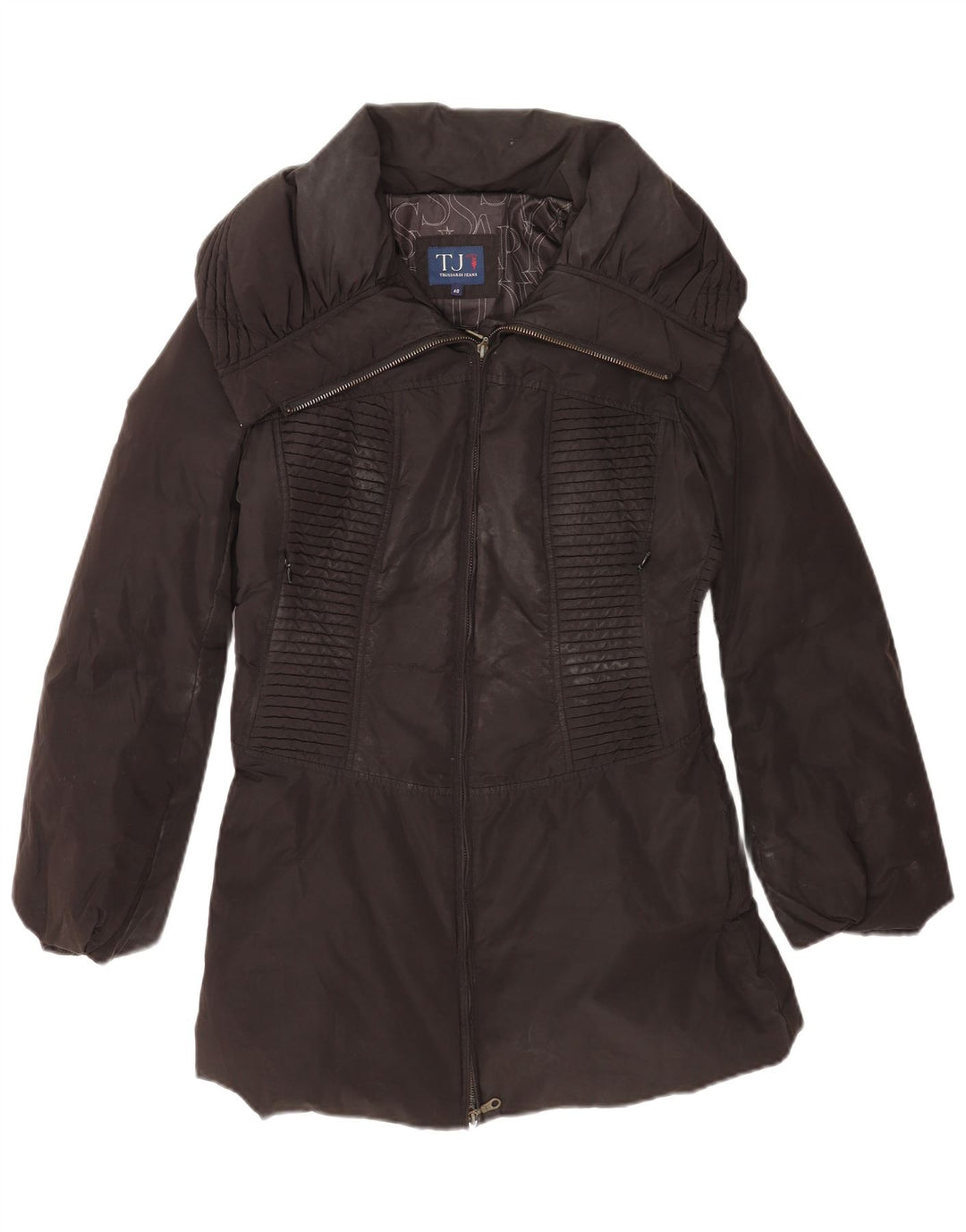 Casaco acolchoado feminino Trussardi Jeans IT 40 pequeno poliéster preto