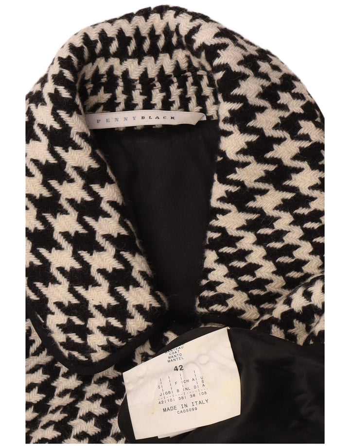 Sobretudo oversized feminino Penny Black UK 10 pequeno preto houndstooth lã