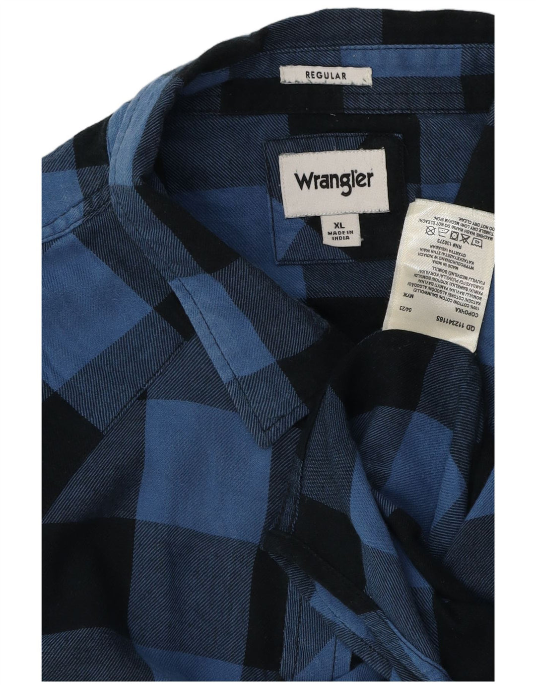 Camisa Wrangler masculina de flanela de ajuste regular XL azul algodão guingão