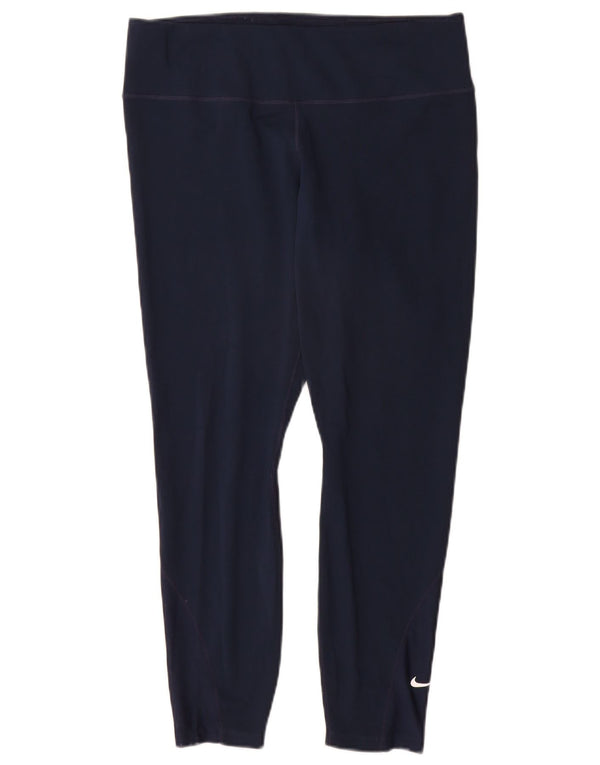 Leggings Nike Dri Fit Crop Femininas UK 14 Grande Azul Marinho