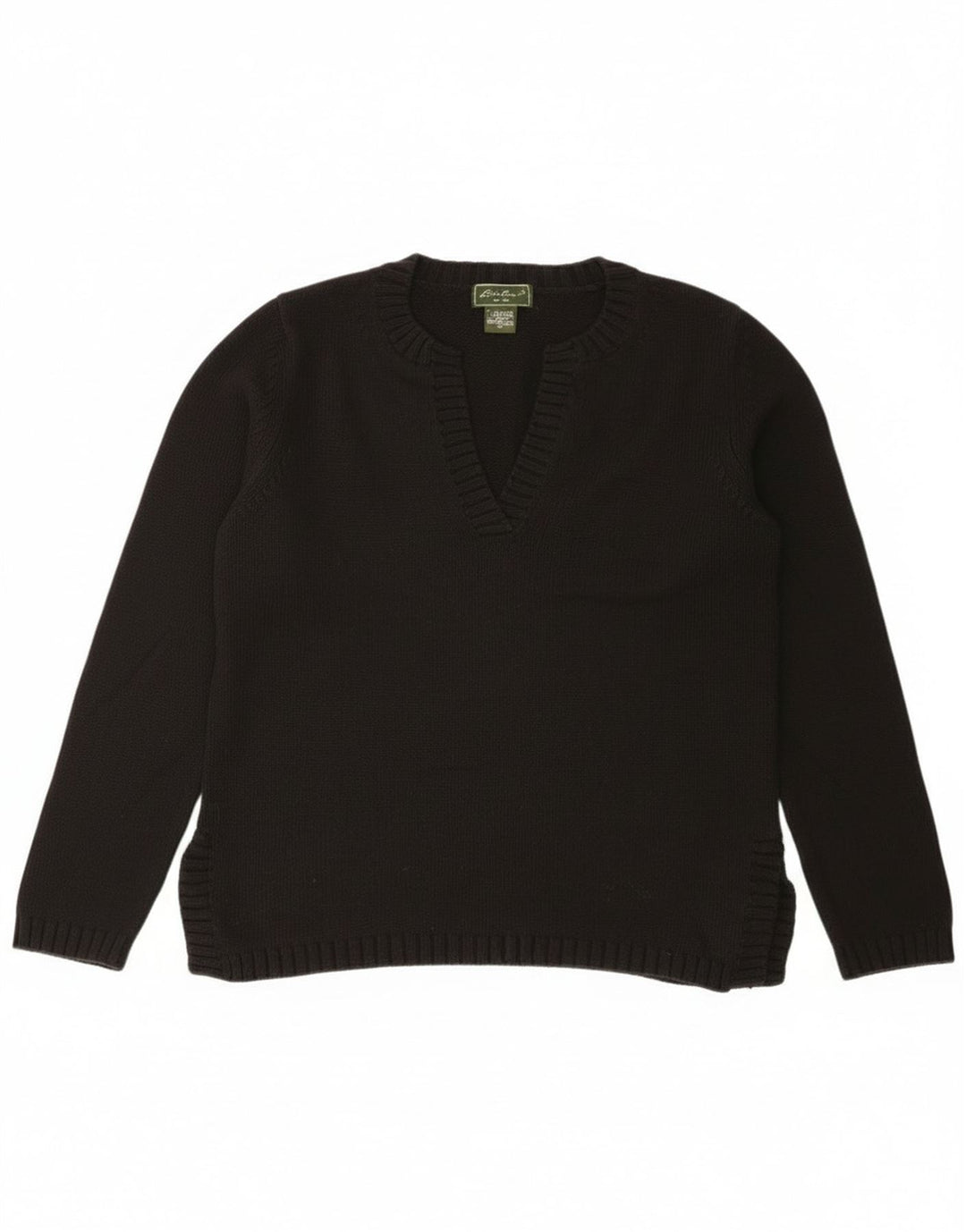 Suéter feminino Eddie Bauer com decote em V Reino Unido 14 algodão preto médio