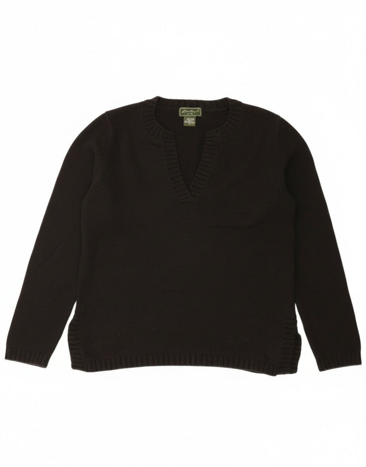 Suéter feminino Eddie Bauer com decote em V Reino Unido 14 algodão preto médio