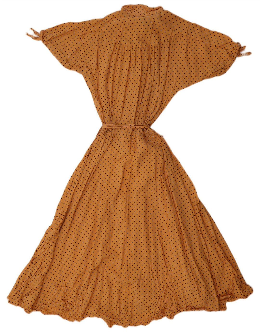 Vestido maxi feminino vintage Reino Unido 12 médio amarelo manchado