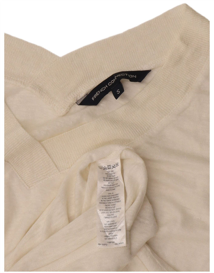 Camiseta cropped feminina French Connection UK 10 pequena off white linho