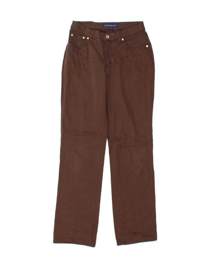 TRUSSARDI Womens Straight Casual Trousers W27 L31 Brown Cotton Vintage Trussardi and Second-Hand Trussardi from Messina Hembry 