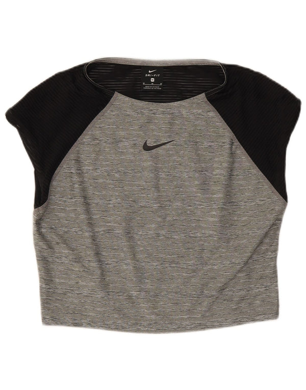 Camiseta feminina Nike Dri Fit Crop Top UK 12 Medium Grey Colourblock
