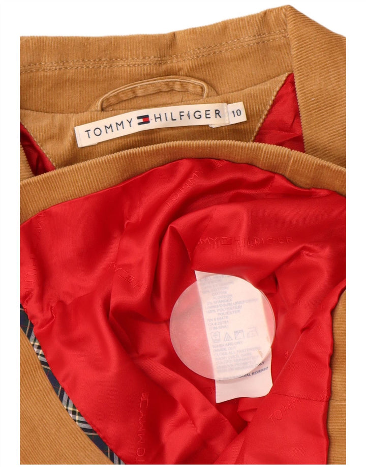 Tommy Hilfiger Jaqueta blazer feminina de veludo com 3 botões EUA 10 grande bege