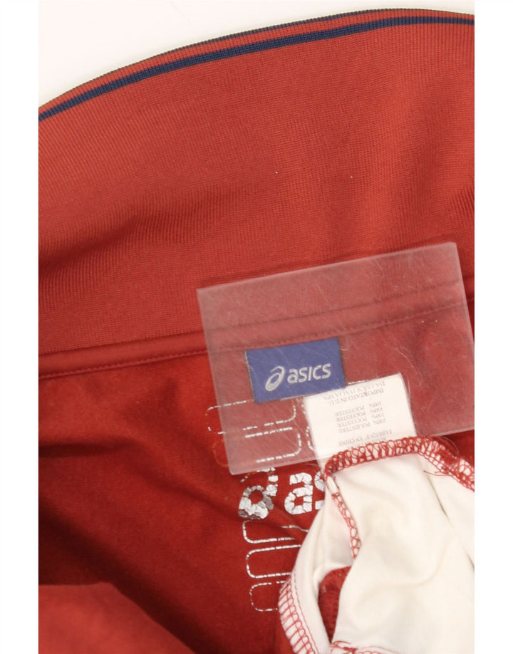 ASICS Mens Tracksuit Top Jacket Medium Maroon Colourblock Polyester