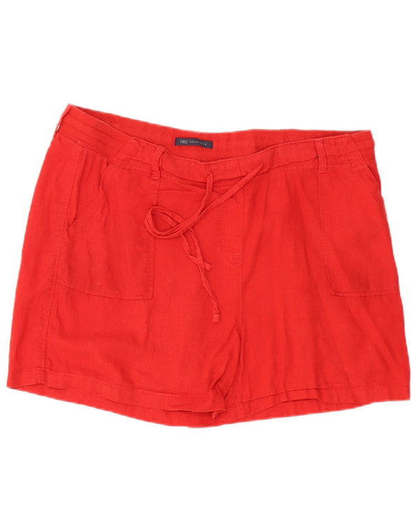 Shorts casuais femininos Marks & Spencer Reino Unido 16 grande W38 linho vermelho