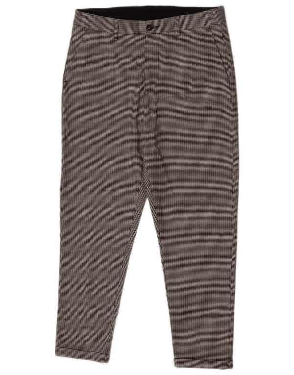 Zara Mens Slim Chino Calças EU 40 Médio W31 L25 Cinza Houndstooth